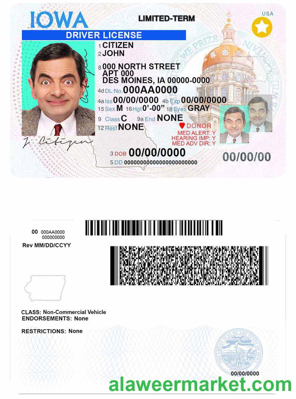 USA Iowa driving license